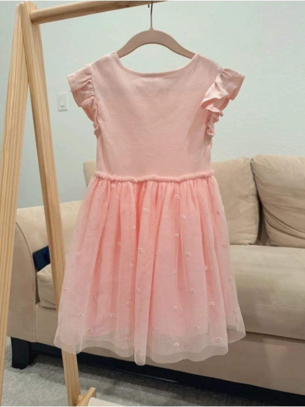 GAP Soft Pink Tulle Flutter-Sleeve Dress